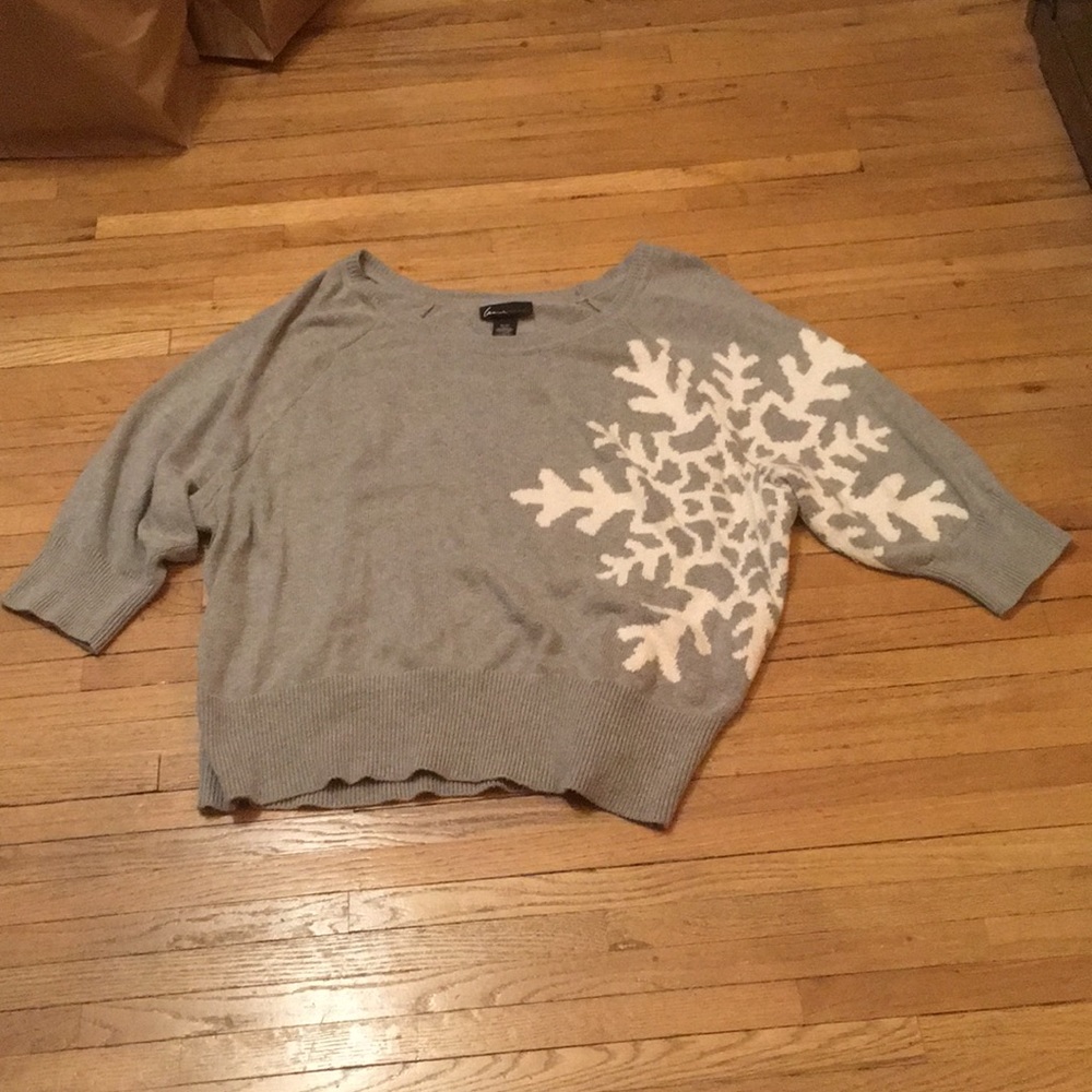 Gray snowflake sweater.